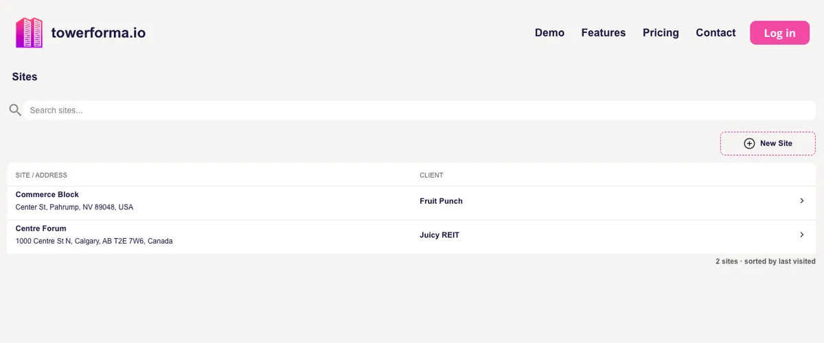 Portfolio view showing multiple buildings maintained under one structured record set